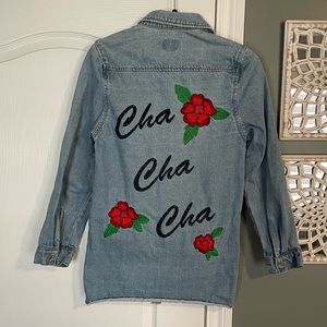 Hilary Macmillan Cha Cha Cha Denim Button Down Over Shirt Jacket